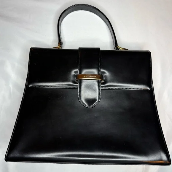 VALENTINO Black Top Handle Leather Bag EUC & STUNNING - Picture 5 of 14